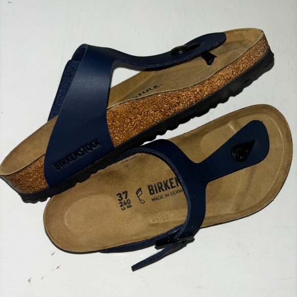 NEW | BIRKENSTOCK Gizeh Navy Blue Leather Regular Width EU 37 - Picture 4 of 6